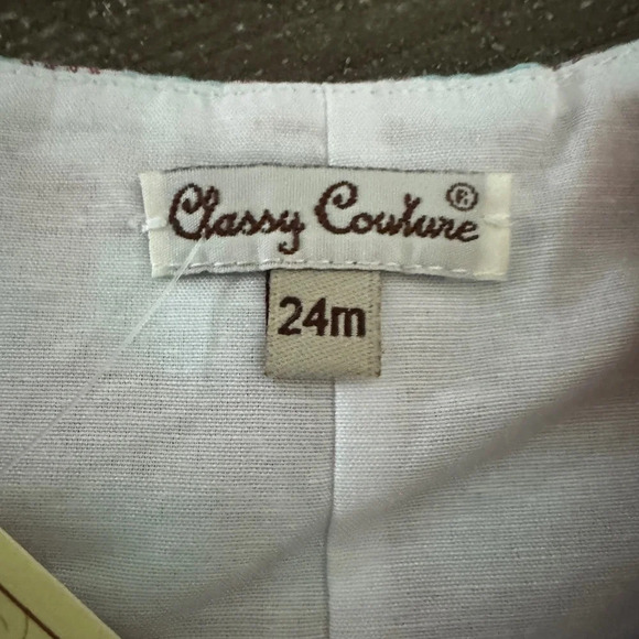 CLASSY COUTURE NWT Seersucker Hand Smocked Crab Romper Unisex Size 24 months - Picture 7 of 7